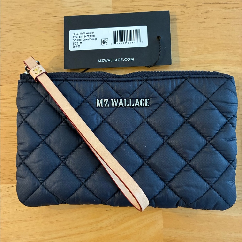 MZ Wallace leather strap wristlet navy NWT